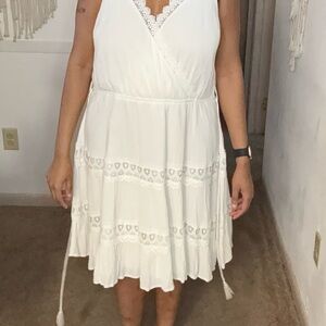 Elegant White Lace Trim Dress